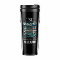 Thumbnail for Malvinas Argentinas International Airport (USH) Travel Mugs - Poster + Name - Plastic (No Holder) - Black