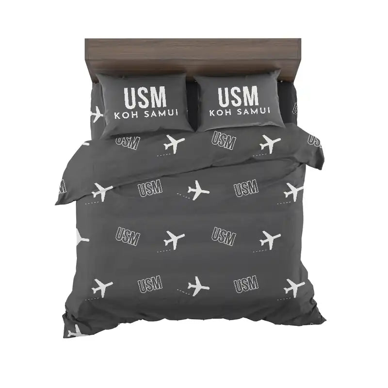 Samui Airport Koh Samui (USM) Bedding Sets & Blankets - Bedding Set - Pattern - Black