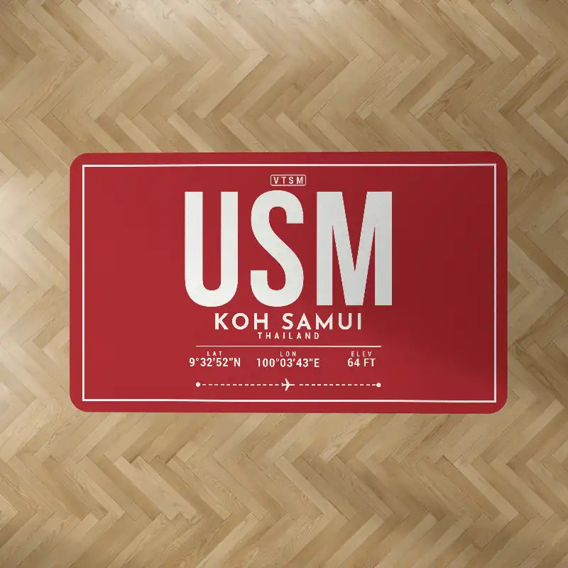 Samui Airport Koh Samui (USM) Carpets - Carpet Rectangle - ID Tag - Red