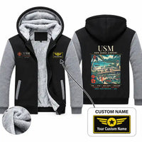 Thumbnail for Samui Airport Koh Samui (USM) Zipped Sweatshirts - Poster + Name - Black & Gray