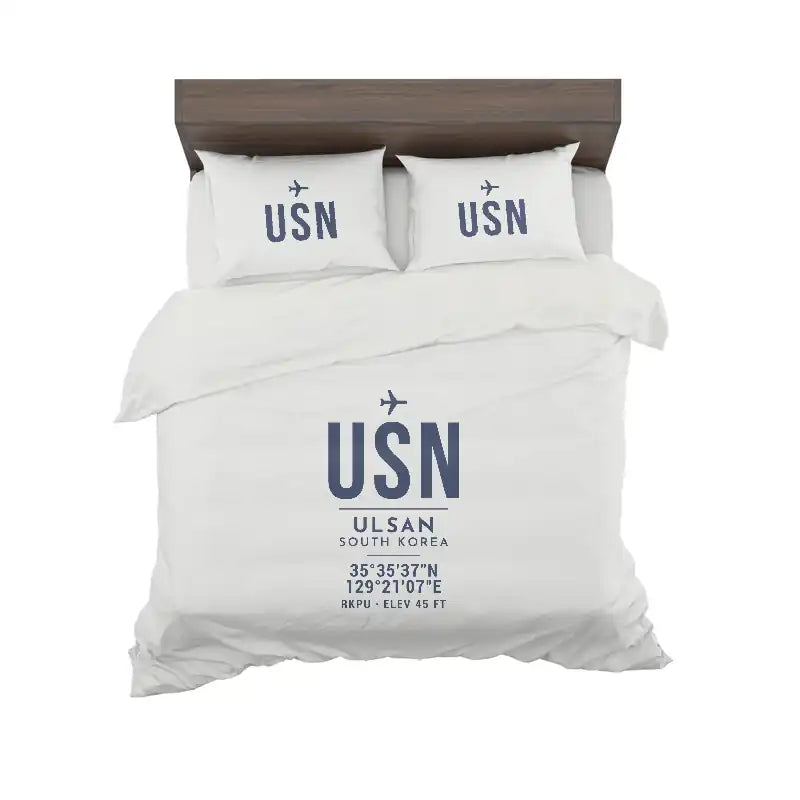 Ulsan Airport (USN) Bedding Sets & Blankets - Bedding Set - ID Tag - White