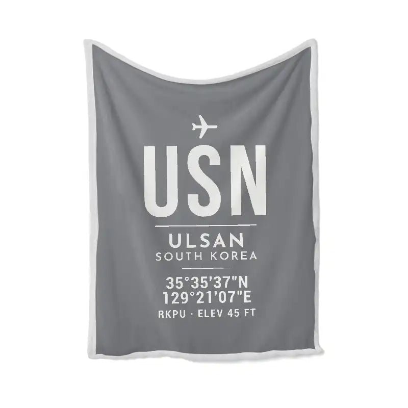 Ulsan Airport (USN) Bedding Sets & Blankets - Blanket - ID Tag - Gray