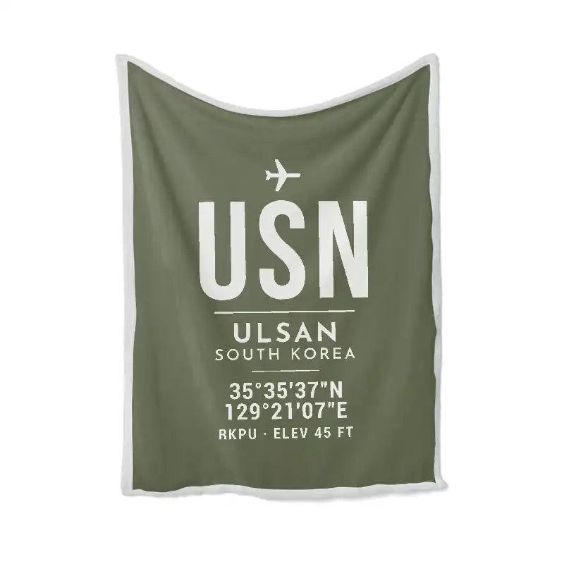Ulsan Airport (USN) Bedding Sets & Blankets - Blanket - ID Tag - Green Army