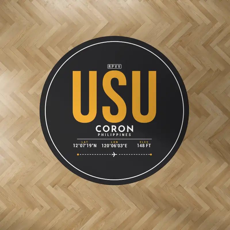 Busuanga Airport (USU) Carpets - Carpet Round - ID Tag - Black