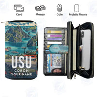 Thumbnail for Busuanga Airport (USU) Leather Wallets - Zip Long Wallet - Scene + Name