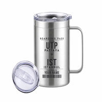 Thumbnail for Pattaya U-Tapao International Airport (UTP) Stainless Steel Mugs - Customizable Boarding Pass - Stainless Steel Mug - 24 oz / 700ML - Silver