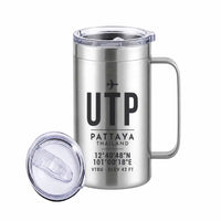 Thumbnail for Pattaya U-Tapao International Airport (UTP) Stainless Steel Mugs - ID Tag - Stainless Steel Mug - 24 oz / 700ML - Silver