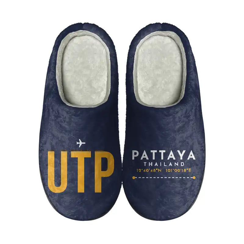Pattaya U-Tapao International Airport (UTP) Slippers & Flip Flops - Slippers - Cotton - Code - Different - Navy Blue