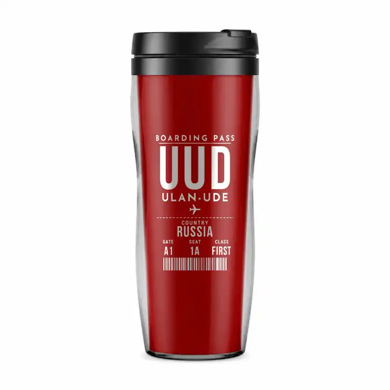 Ulan-Ude Baikal International Airport (UUD) Travel Mugs - Boarding Pass - Plastic (No Holder) - Red