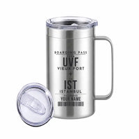 Thumbnail for Hewanorra International Airport (UVF) Stainless Steel Mugs - Customizable Boarding Pass - Stainless Steel Mug - 24 oz / 700ML - Silver