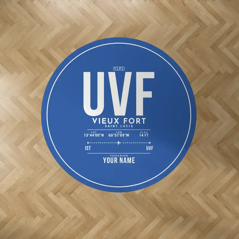 Hewanorra International Airport (UVF) Carpets - Carpet Round - ID Tag + Name - Blue