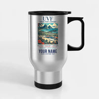 Thumbnail for Hewanorra International Airport (UVF) Travel Mugs - Poster + Name - Stainless Steel with Holder - Silver