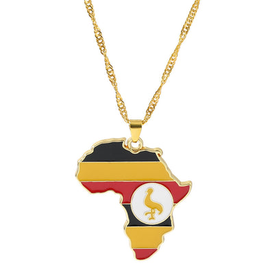 Uganda Map Flag Necklace