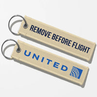 Thumbnail for United Airlines Crew & Staff Tag Key Chains - Beige - Remove Before Flight