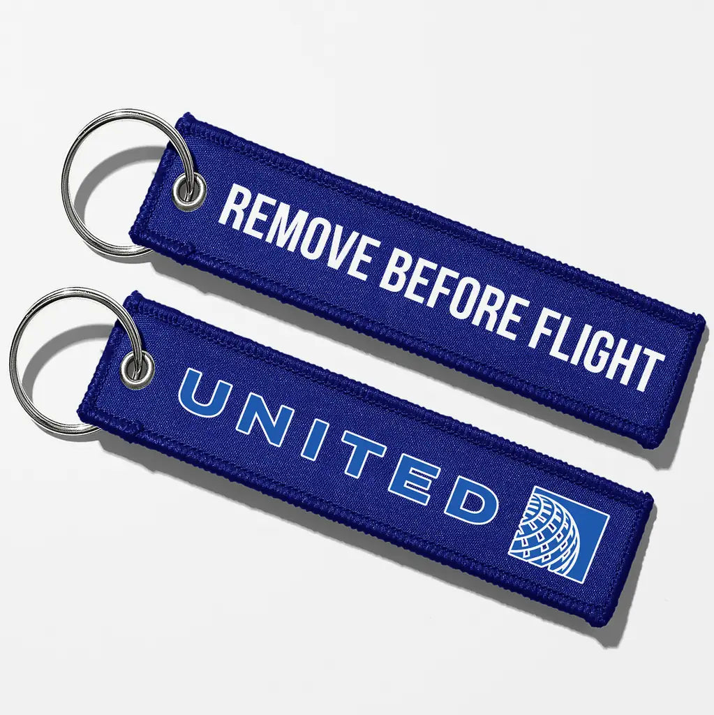 United Airlines Crew & Staff Tag Key Chains - Blue - Remove Before Flight