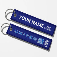 Thumbnail for United Airlines Crew & Staff Tag Key Chains - Blue - Crew + Name