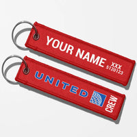 Thumbnail for United Airlines Crew & Staff Tag Key Chains - Red - Crew + Name