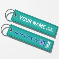 Thumbnail for United Airlines Crew & Staff Tag Key Chains - Turquoise - Crew + Name