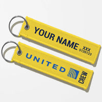 Thumbnail for United Airlines Crew & Staff Tag Key Chains - Yellow - Crew + Name