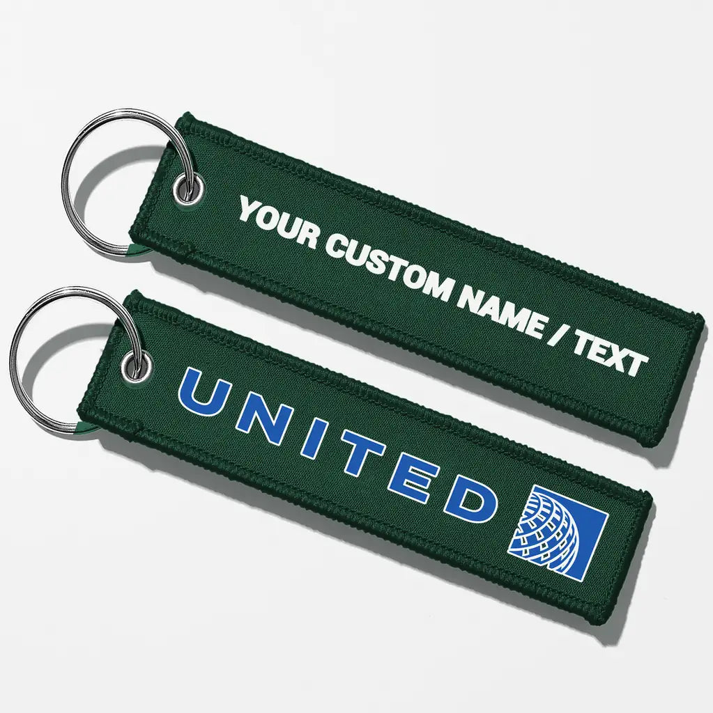 United Airlines Crew & Staff Tag Key Chains - Dark Green - Personalized