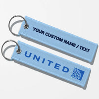 Thumbnail for United Airlines Crew & Staff Tag Key Chains - Light Blue - Personalized