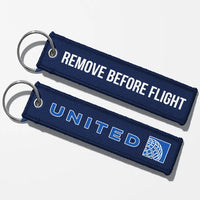 Thumbnail for United Airlines Crew & Staff Tag Key Chains - Navy Blue - Remove Before Flight