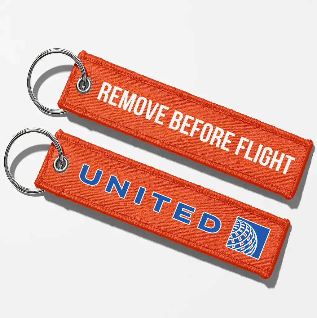 United Airlines Crew & Staff Tag Key Chains - Orange - Remove Before Flight