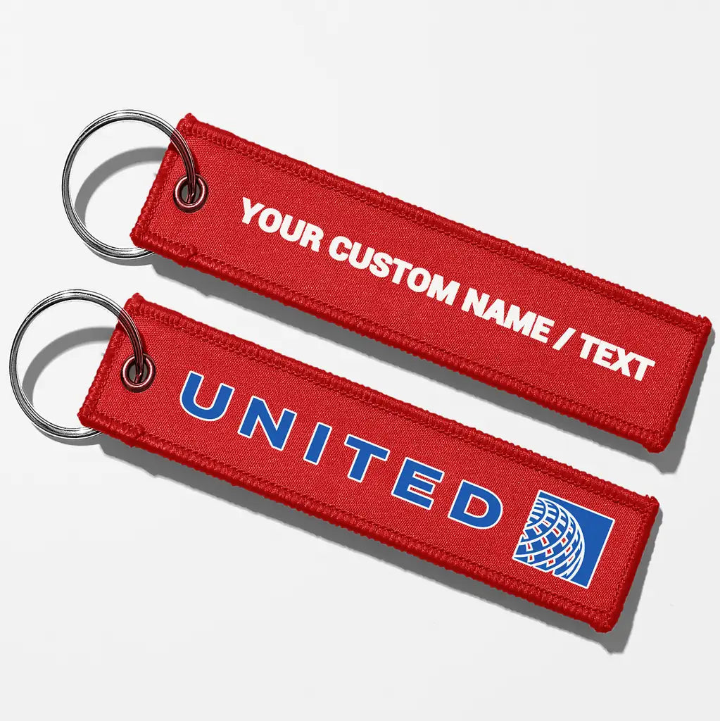 United Airlines Crew & Staff Tag Key Chains - Red - Personalized