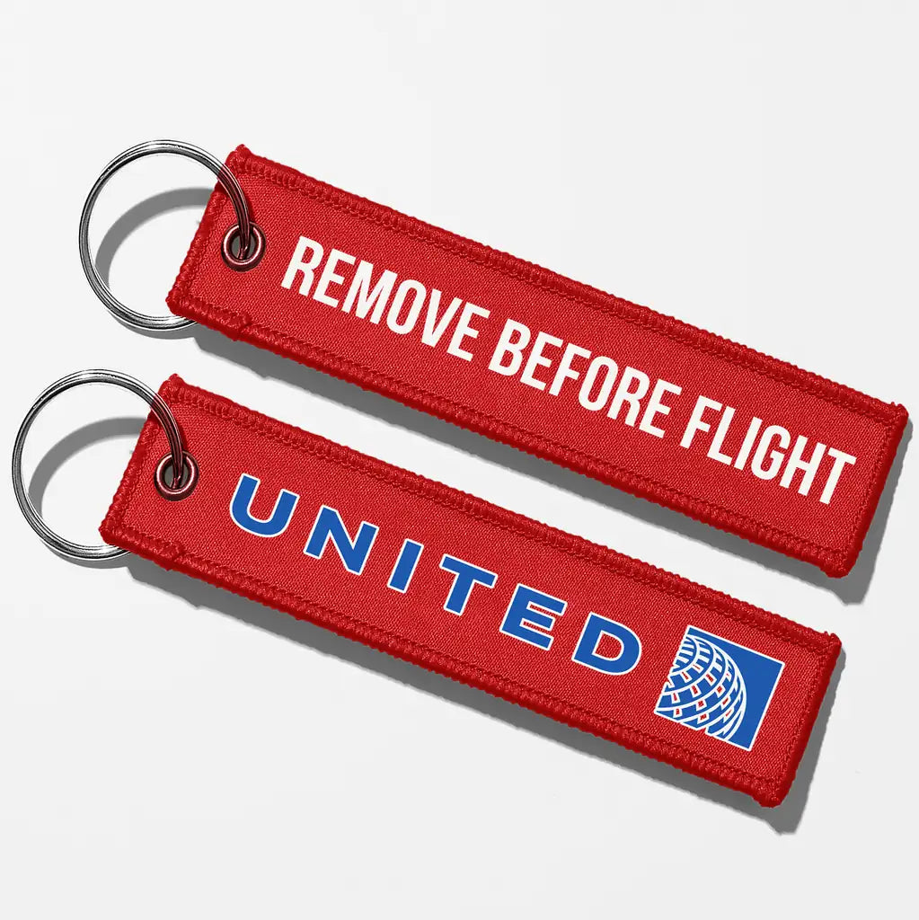 United Airlines Crew & Staff Tag Key Chains - Red - Remove Before Flight