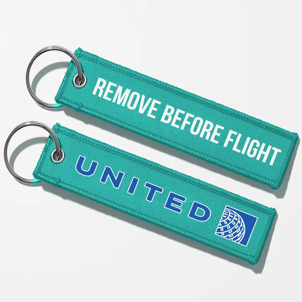 United Airlines Crew & Staff Tag Key Chains - Turquoise - Remove Before Flight