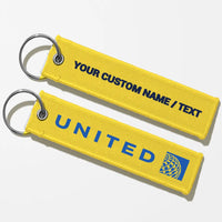 Thumbnail for United Airlines Crew & Staff Tag Key Chains - Yellow - Personalized