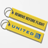 Thumbnail for United Airlines Crew & Staff Tag Key Chains - Yellow - Remove Before Flight
