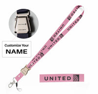 Thumbnail for United Airlines seat belt lanyard - pink with name