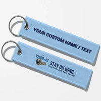 Thumbnail for Pratt & Whitney V2500-A5 Engine Aviator Key Chains - Light Blue - Personalized