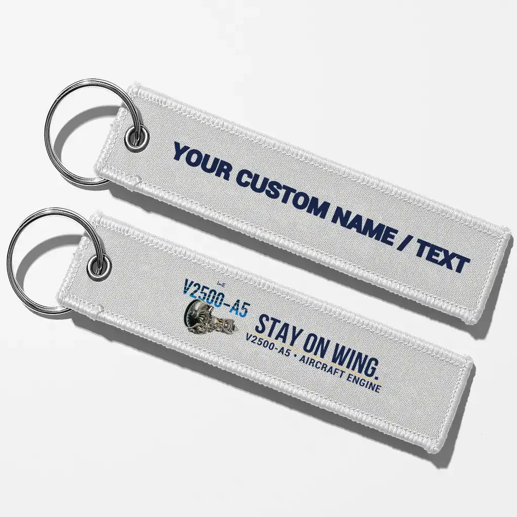 Pratt & Whitney V2500-A5 Engine Aviator Key Chains - White - Personalized