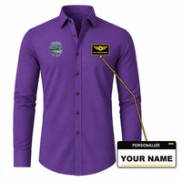 Thumbnail for Vaasa Airport (VAA) Shirts - Long Sleeve Shirt - Badge - Purple + NAME