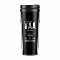 Thumbnail for Vaasa Airport (VAA) Travel Mugs - Boarding Pass - Plastic (No Holder) - Black