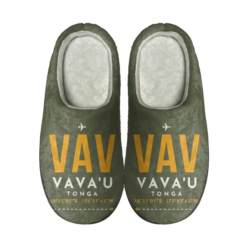 Vava'u International Airport (VAV) Slippers & Flip Flops - Slippers - Cotton - Code - Same - Green Army