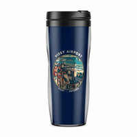 Thumbnail for Visby Airport (VBY) Travel Mugs - Badge - Plastic (No Holder) - Dark Blue