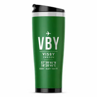 Thumbnail for Visby Airport (VBY) Travel Mugs - ID Tag - Stainless Steel (No Holder) - Green