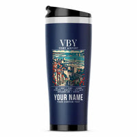 Thumbnail for Visby Airport (VBY) Travel Mugs - Poster + Name - Stainless Steel (No Holder) - Dark Blue