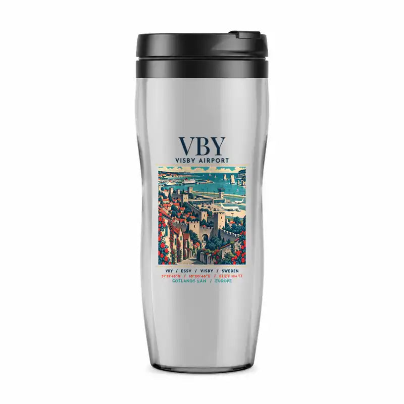 Visby Airport (VBY) Travel Mugs - Poster - Plastic (No Holder) - Light Gray