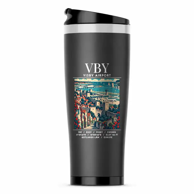 Visby Airport (VBY) Travel Mugs - Poster - Stainless Steel (No Holder) - Gray