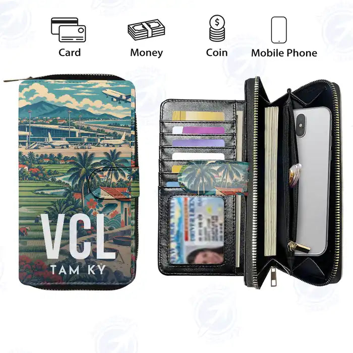 Chu Lai International Airport (VCL) Leather Wallets - Zip Long Wallet - Scene