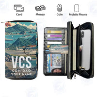 Thumbnail for Con Dao Airport (VCS) Leather Wallets - Zip Long Wallet - Scene + Name
