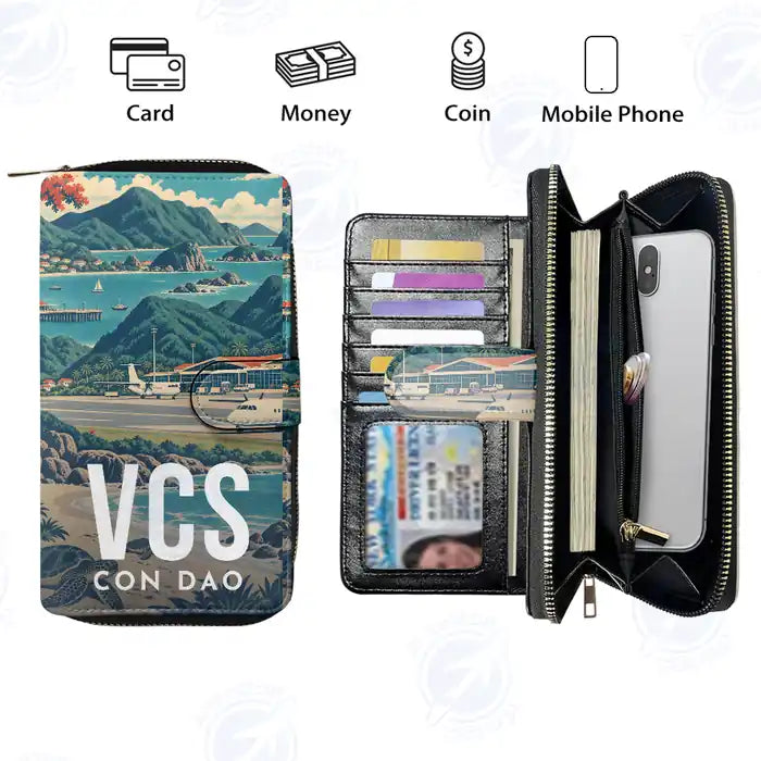 Con Dao Airport (VCS) Leather Wallets - Zip Long Wallet - Scene