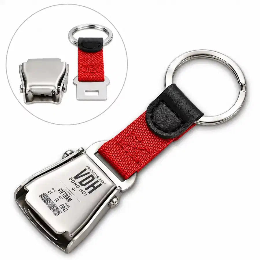VDH - Seat Belt Key Chain - Boarding Pass Style - Red