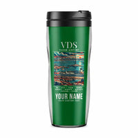 Thumbnail for Vadsø Airport (VDS) Travel Mugs - Poster + Name - Plastic (No Holder) - Green