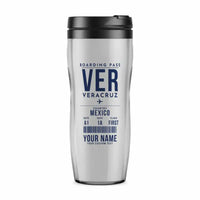 Thumbnail for Veracruz International Airport (VER) Travel Mugs - Boarding Pass + Name - Plastic (No Holder) - Light Gray