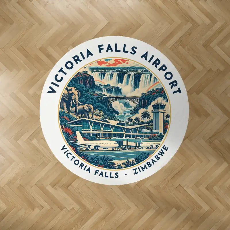 Victoria Falls International Airport (VFA) Carpets - Carpet Round - Badge - White